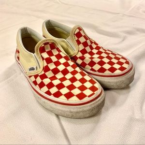 Vans Kids Checkerboard Classic Slip-On White / Red